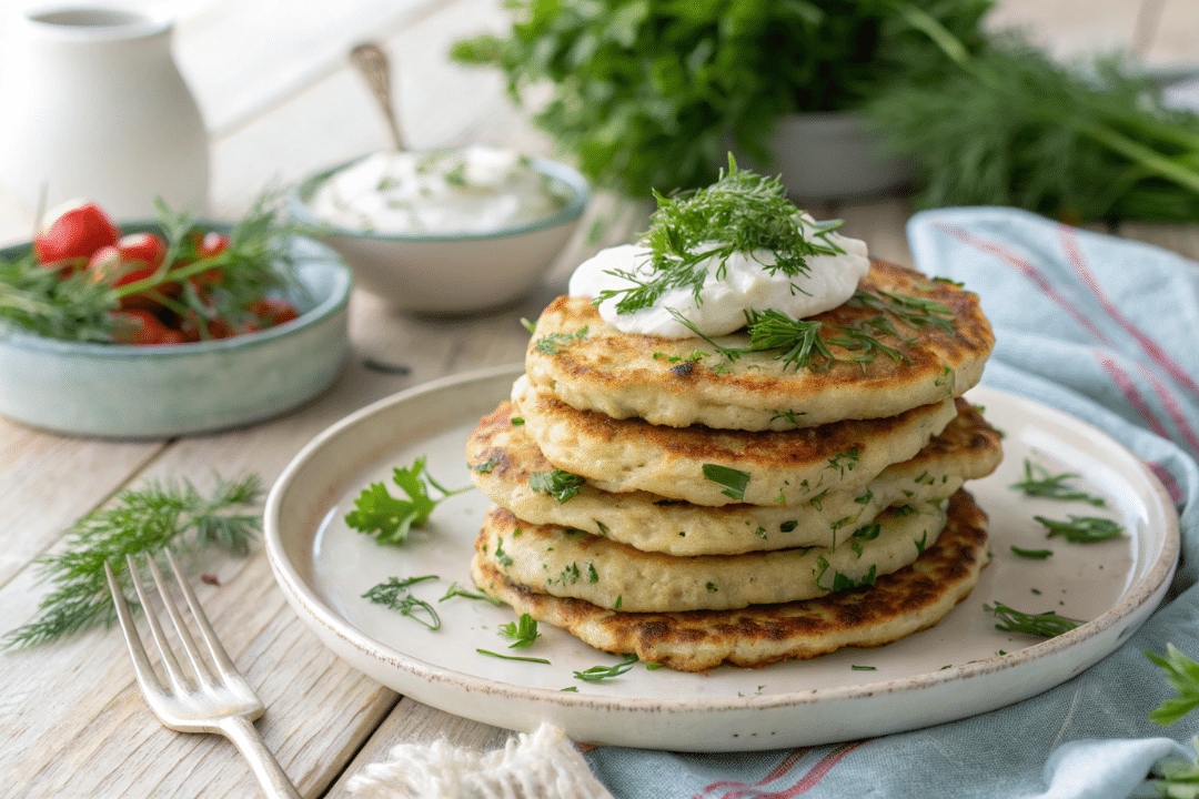 Cottage Cheese Pancakes with Fresh Herbs Recipe