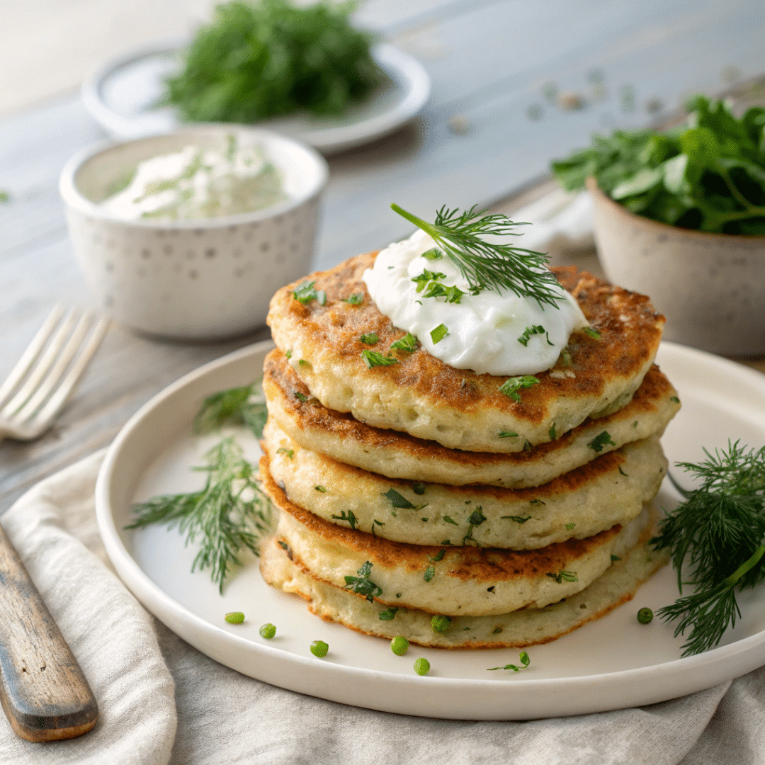 Cottage Cheese Pancakes with Fresh Herbs