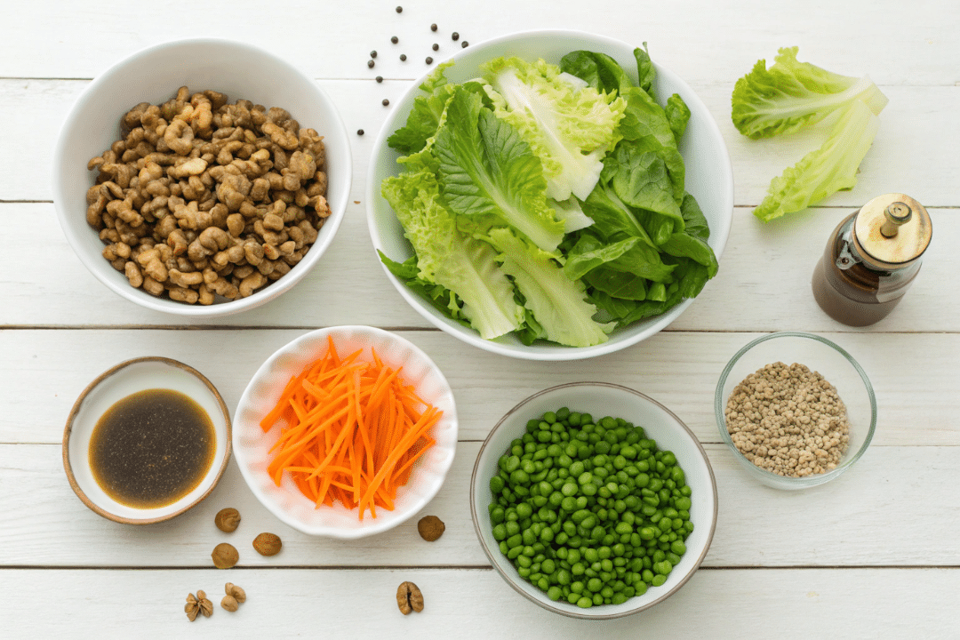 Ingredients of Green Lentil Walnut Lettuce Wraps Recipe