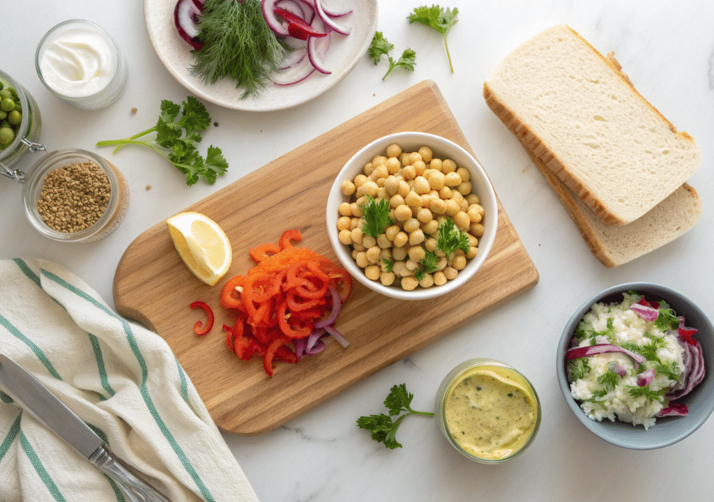 Ingredients of Herbed Chickpea Salad Sandwich Recipe