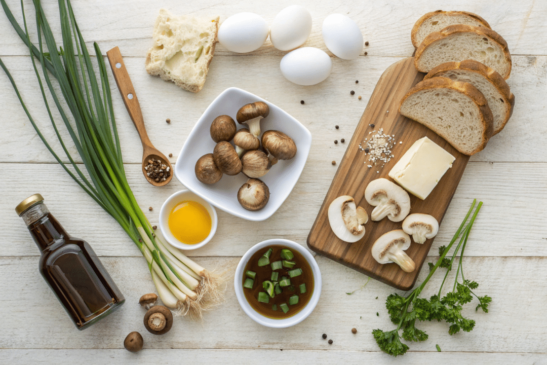 Ingredients of Miso Mushroom Toast with Soft Eggs Recipe