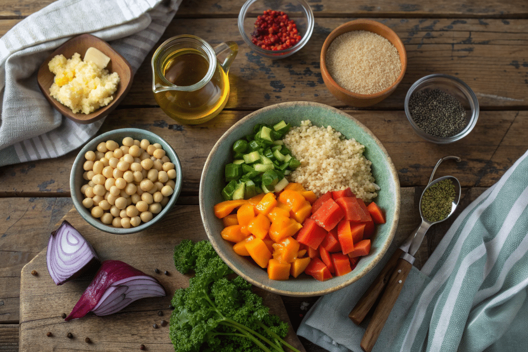 Ingredients of Roasted Veggie Quinoa Salad Recipe