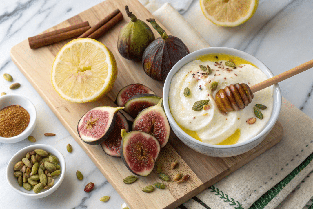 Ingredients of Saffron Honey Yogurt Bowl with Roasted Figs Recipe