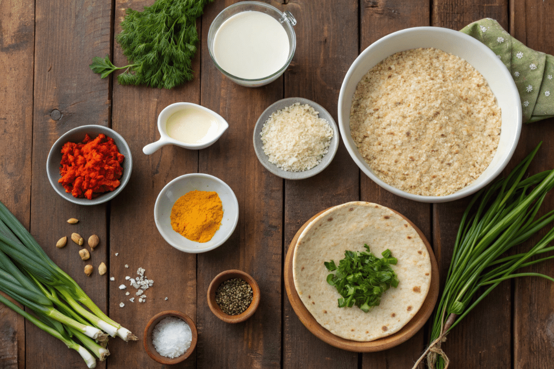Ingredients of Savory Oat Pancakes with Fresh Herbs Recipe