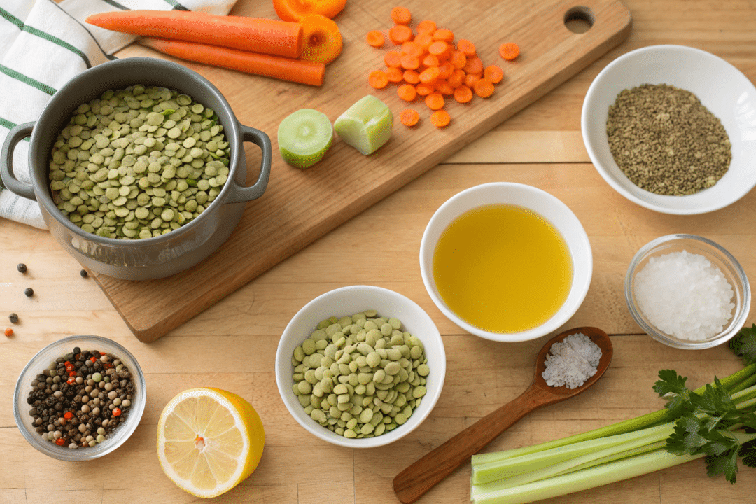 Ingredients of Split Pea Soup with Zaatar Recipe