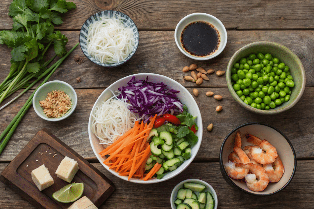 Ingredients of Spring Roll Grain Bowls Recipe