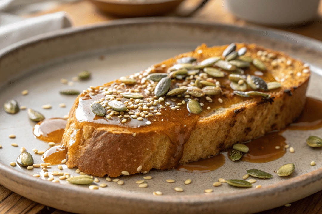 Miso Caramel Toast with Toasted Seeds Recipe