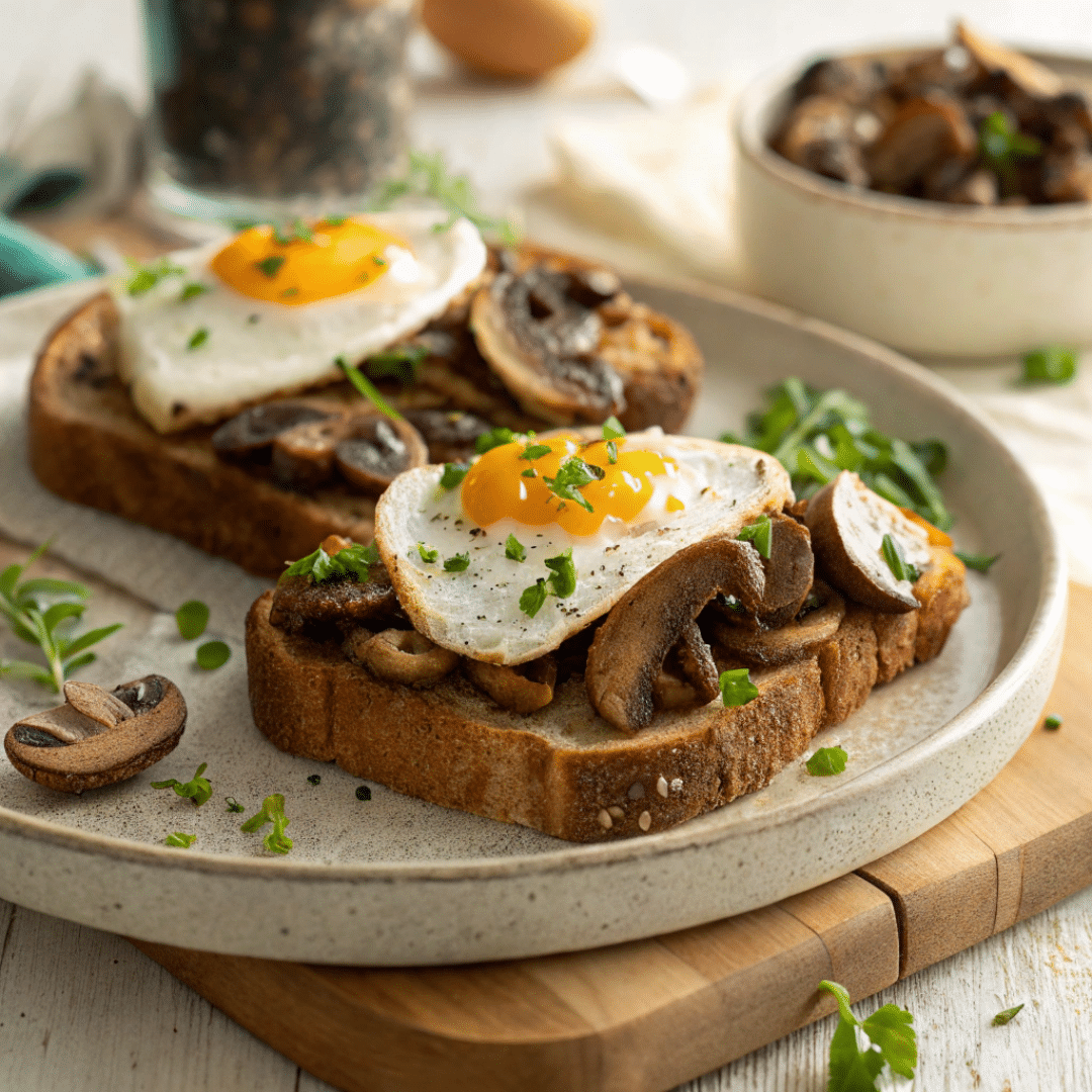 Miso Mushroom Toast with Soft Eggs