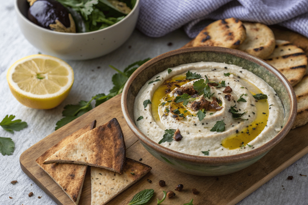 Smoky Eggplant Yogurt Pita Recipe