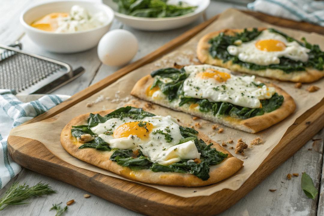 Spinach Feta Breakfast Flatbread Recipe