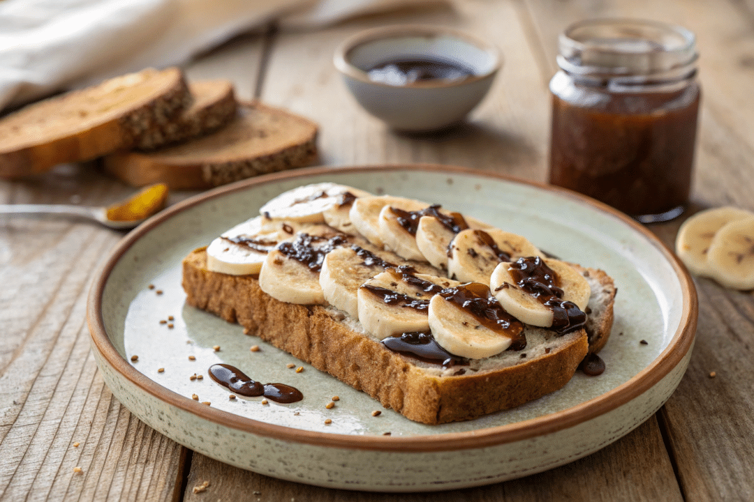 Tahini Banana Toast with Date Syrup