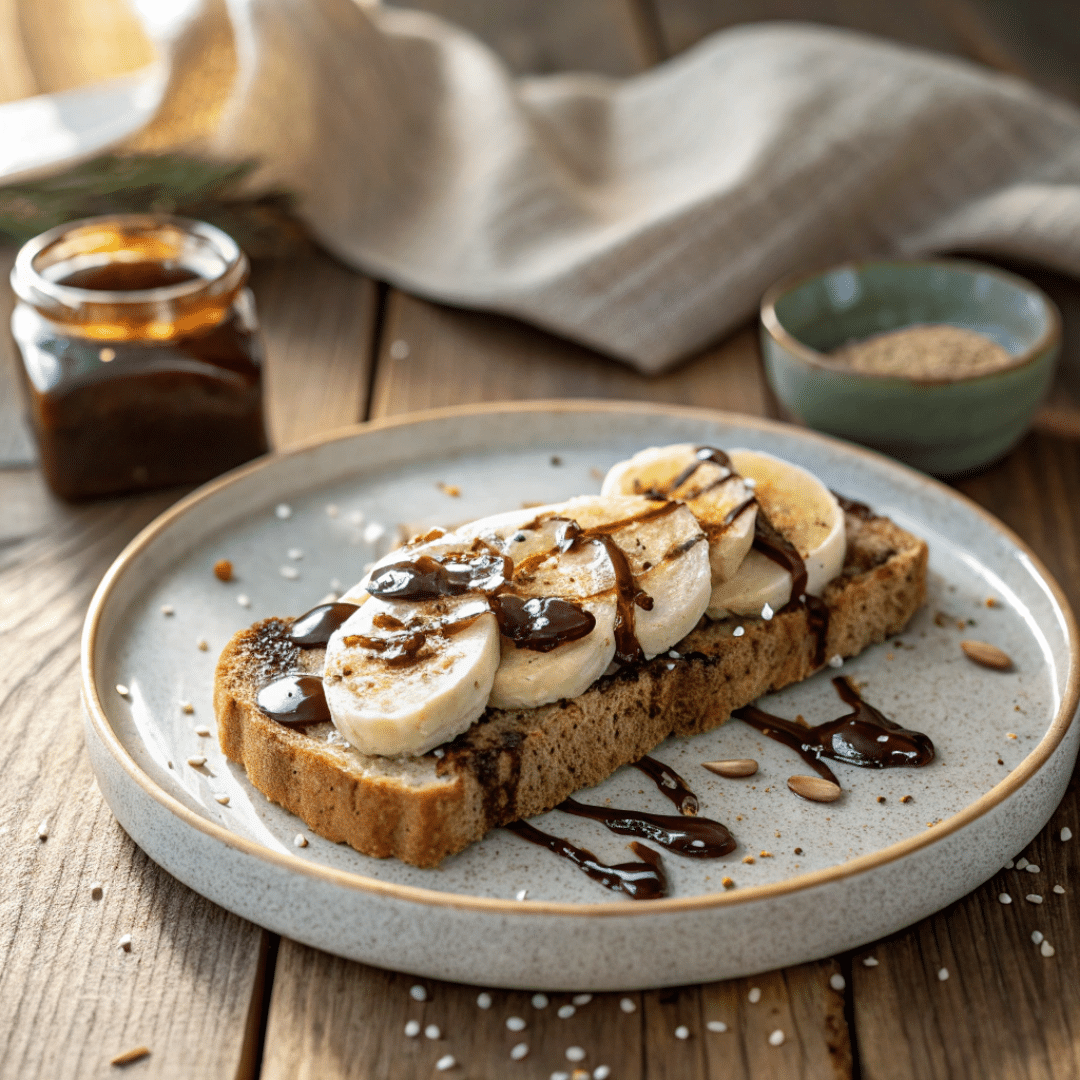 Tahini Banana Toast with Date Syrup