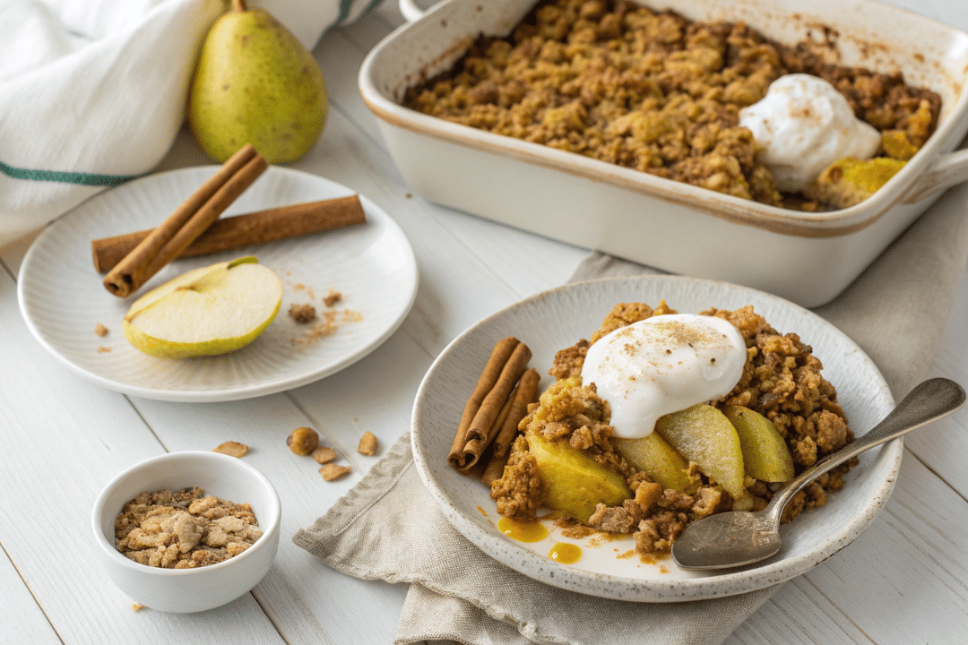 Turmeric Pear Breakfast Bake with Oat Crumble Recipe