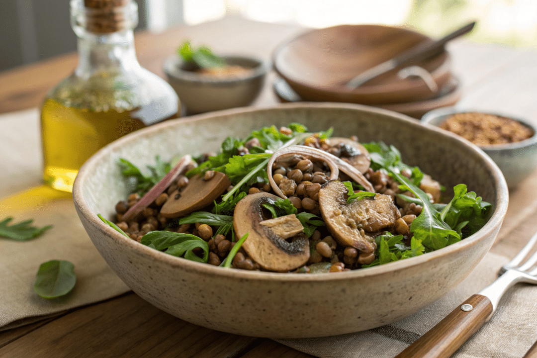 Warm Lentil Mushroom Salad with Thyme Recipe
