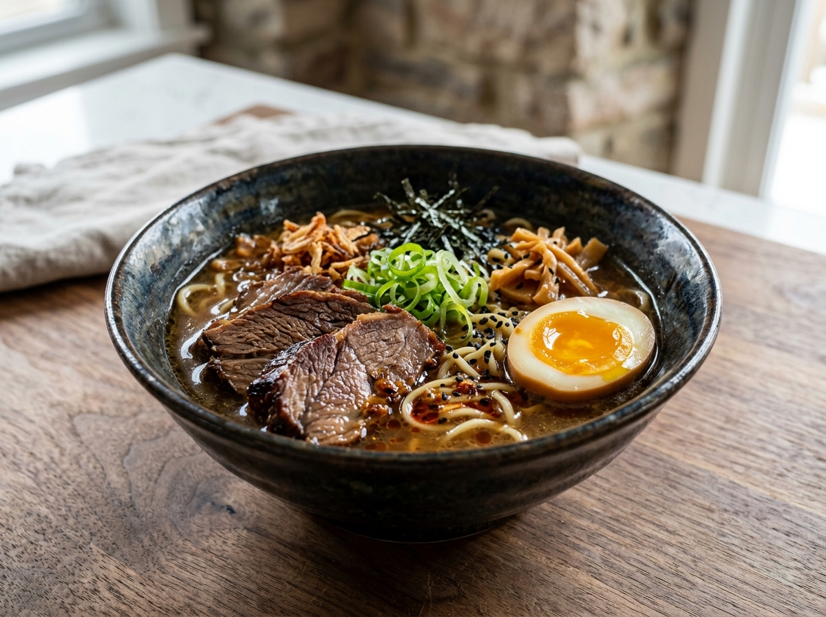 Slow-Braised Beef Brisket Ramen with Silky Soft Egg hero shot